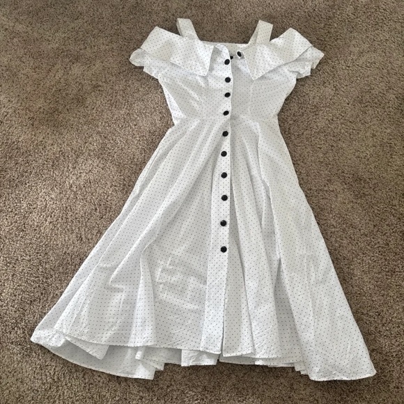 Vintage Dawn Joy 100% Cotton Polka Dot Button Up Midi Dress 
size 9/10 (small) - Picture 2 of 12